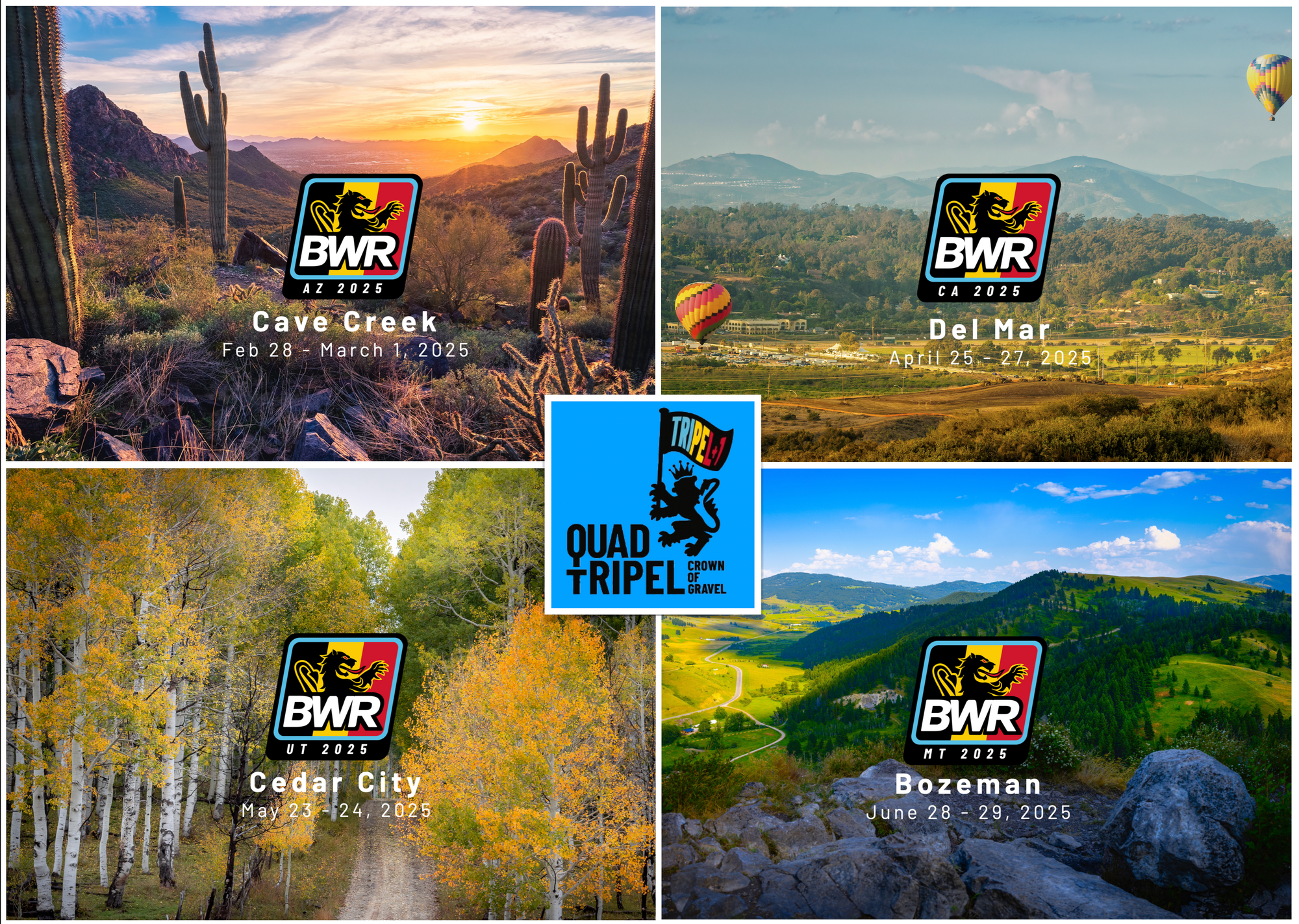 Belgian Waffle Ride Expands with the Quad-Tripel Crown of Gravel Series and New Venue in Del Mar for 2025, Registration Opens October 15 - New Race Added in Bozeman, Montana - 14th Annual BWR CA Moves to Del Mar Polo Fields